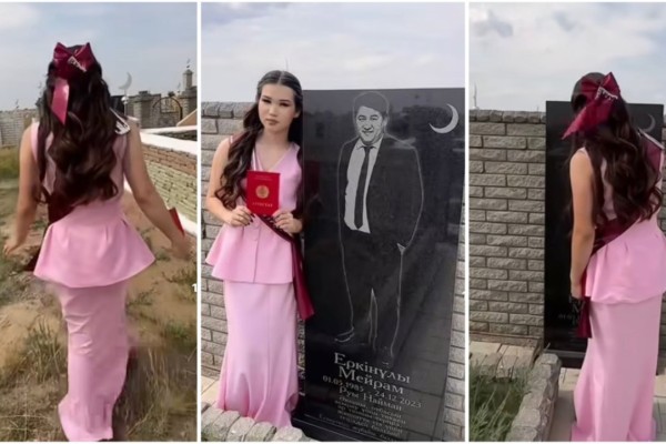 "Хайп үшін": аттестатын әкесінің бейітіне апарған түлек желіде қызу талқыланды (видео)