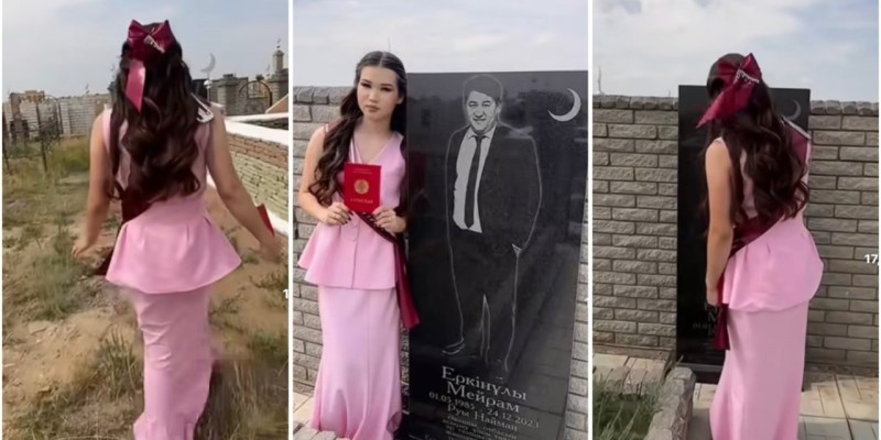 "Хайп үшін": аттестатын әкесінің бейітіне апарған түлек желіде қызу талқыланды (видео)