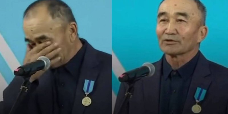 20 жыл көше сыпырған ер азамат Тоқаевтан марапат алып, көзіне жас алды (ВИДЕО)
