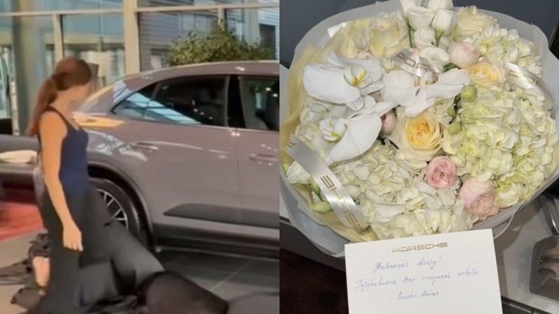 "Эмоциясы жоқ тоқ бала": Алагөзов өгей қызына Porsche көлігін сыйлады (ВИДЕО)